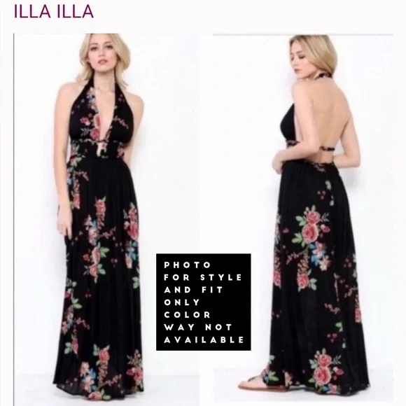 NWOT ILLA ILLA Floral Backless Maxi Dress - Picture 3 of 16